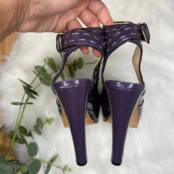 Bebe Patent Leather Peep Toe Platform Heels 8 - Picture 4 of 7